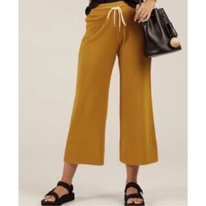 Mate the label S golden yellow waffle knit wide leg pants